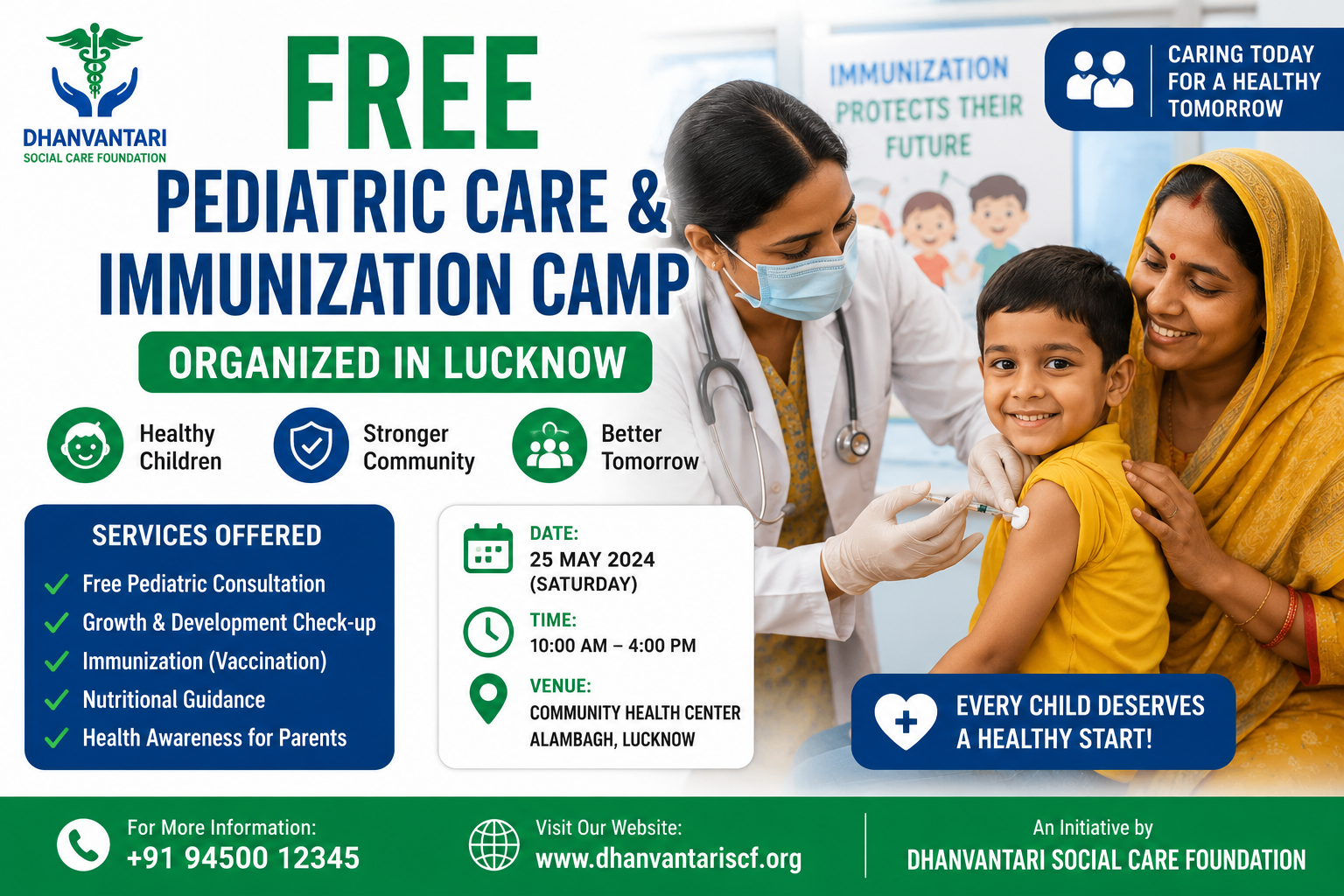 Free Pediatric Care & Immunization Camp Organized in Lucknow